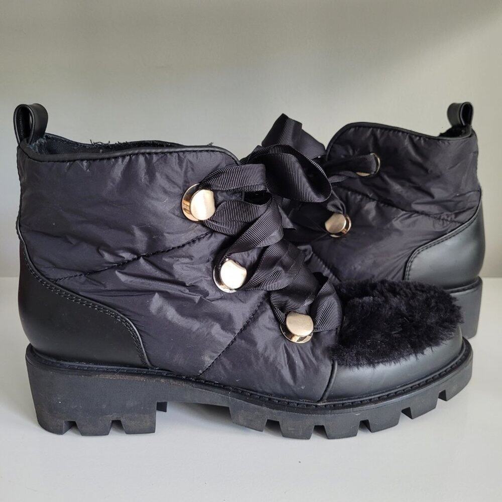 Kelsi Dagger Brooklyn Faux Fur Gamble Lug Sole Winter Boot Black Size 10